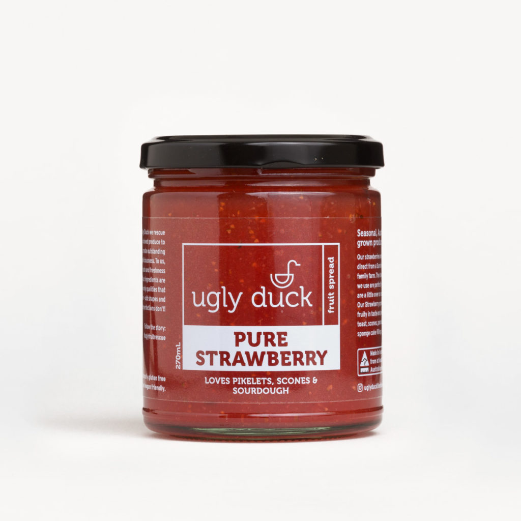 Pure Strawberry Spread jar with label